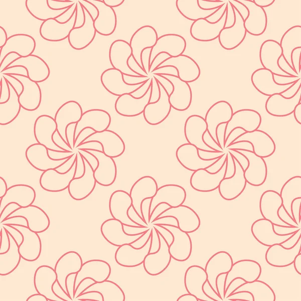 Bej renkli arka plan üzerinde kırmızı çiçekli süs. Tekstil ve duvar kağıtları için seamless modeli
