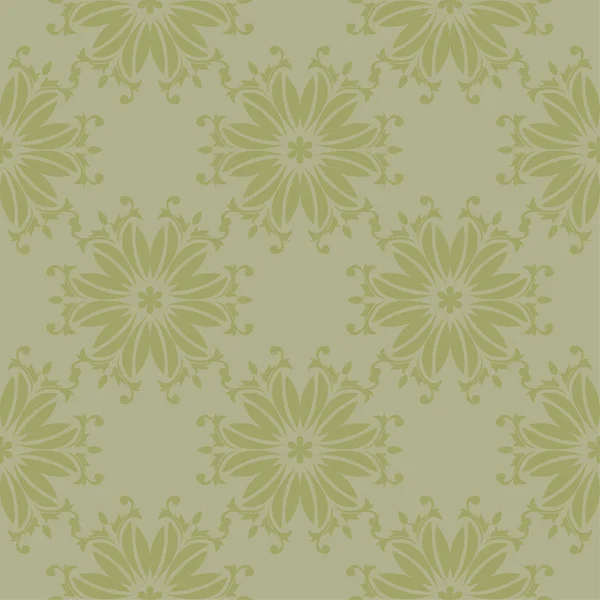 Olive Green Floral Ornamental Design Seamless Pattern Textile Wallpapers — Stock Vector