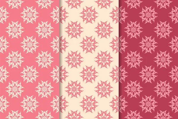 Kırmızı çiçekli süsler kümesi. Kiraz pembe dikey Dikişsiz desen. Duvar kağıdı arka plan