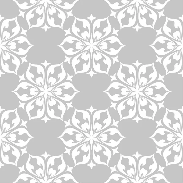 Biały Kwiatowy Ornament Szarym Tle Jednolity Wzór Włókienniczych Tapety — Wektor stockowy