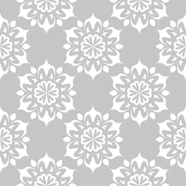 Adorno Floral Gris Blanco Patrón Sin Costuras Para Textiles Fondos — Vector de stock