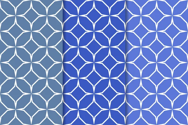Mavi geometrik süsler. Web, Tekstil ve duvar kağıtları için dikey Dikişsiz desen seti