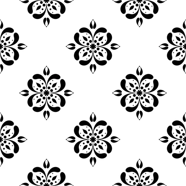 Beyaz arka planda siyah çiçek tasarım. Tekstil ve duvar kağıtları için seamless modeli