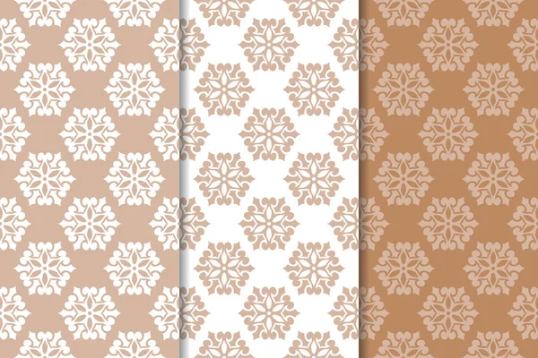 Kahverengi çiçek arka planlar. Tekstil ve duvar kağıtları için dikişsiz desen seti