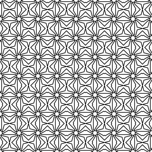 Beyaz arka planda siyah geometrik süsleme. Web, Tekstil ve duvar kağıtları için seamless modeli