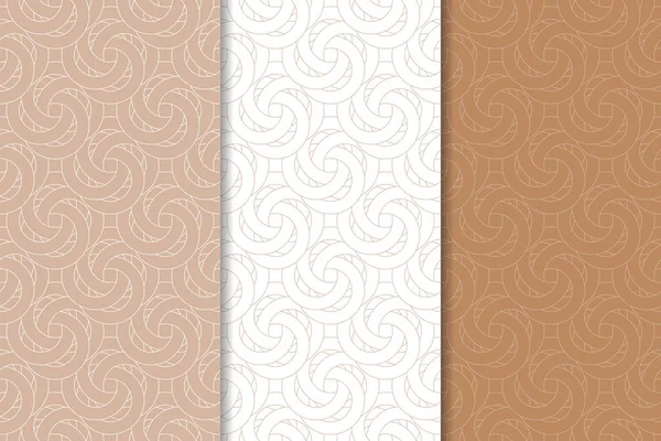 Kahverengi ve beyaz geometrik süsler. Web, Tekstil ve duvar kağıtları için dikişsiz desen seti