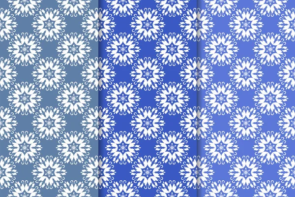 Mavi çiçekli süsler. Dikey Dikişsiz desen seti. Duvar kağıdı arka plan