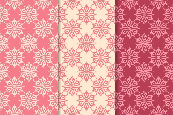 Kırmızı çiçekli süsler kümesi. Kiraz pembe dikey Dikişsiz desen. Duvar kağıdı arka plan