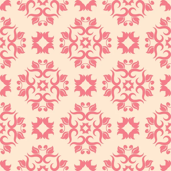 Červený Květinový Ornament Béžové Pozadí Vzor Bezešvé Pro Textil Tapety — Stockový vektor