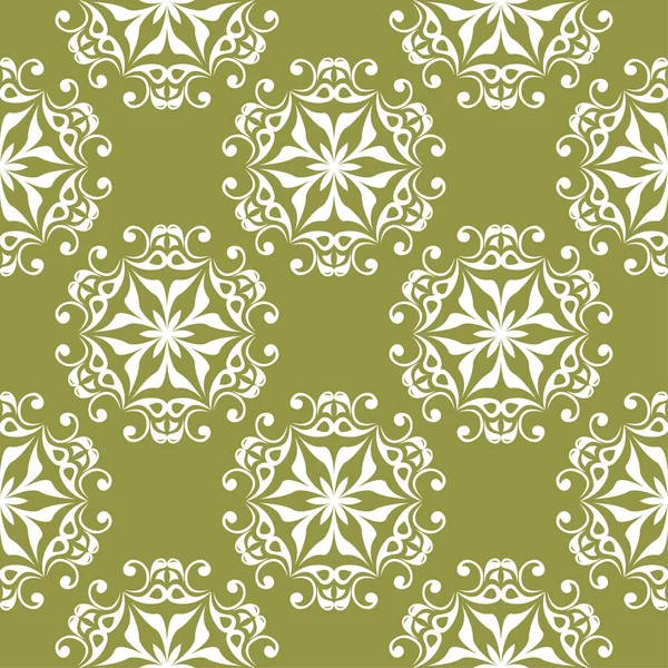 Beyaz çiçek zeytin yeşil zemin üzerine. Tekstil ve duvar kağıtları için seamless modeli