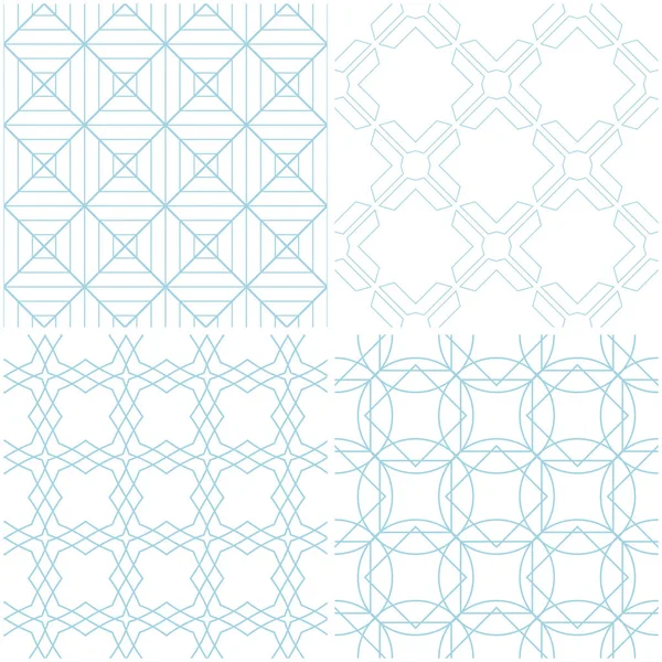 Geometrik desenler. Beyaz mavi öğeleri kümesi. Sorunsuz arka planlar. Vektör çizim