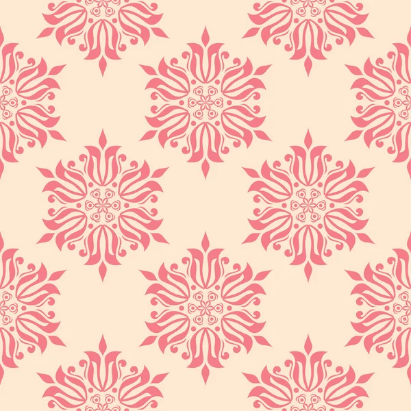 Bej renkli arka plan üzerinde kırmızı çiçekli süs. Tekstil ve duvar kağıtları için seamless modeli