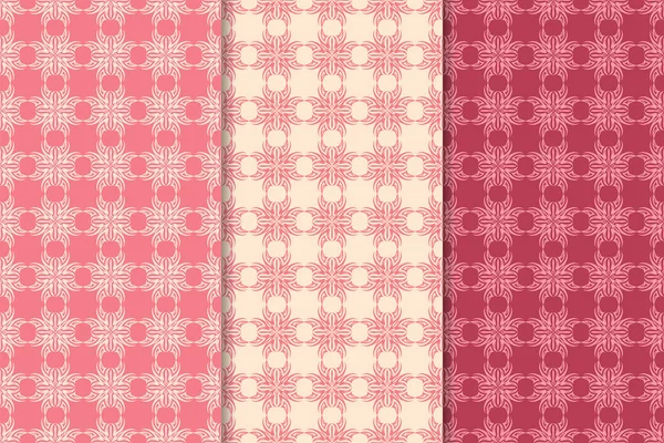 Kırmızı çiçekli süsler kümesi. Kiraz pembe dikey Dikişsiz desen. Duvar kağıdı arka plan