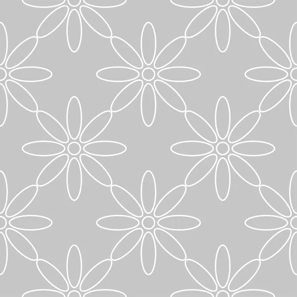 Adorno Floral Blanco Sobre Fondo Gris Patrón Sin Costuras Para — Vector de stock