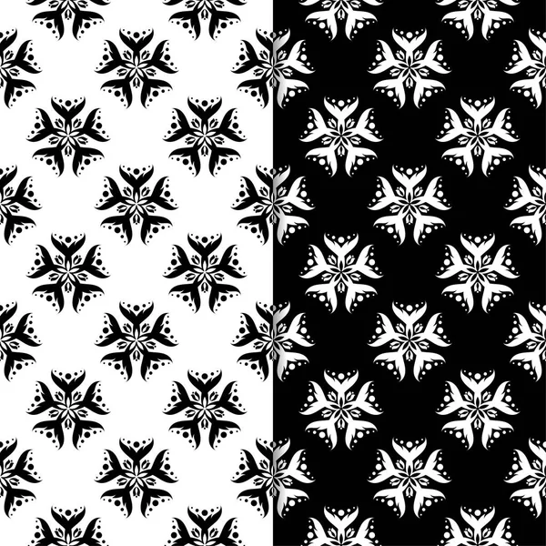 Siyah ve beyaz çiçek arka planlar. Tek renkli Dikişsiz desen Tekstil ve duvar kağıtları için set