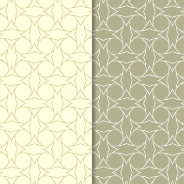 Zeytin yeşili geometrik süsler. Web, Tekstil ve duvar kağıtları için dikişsiz desen seti