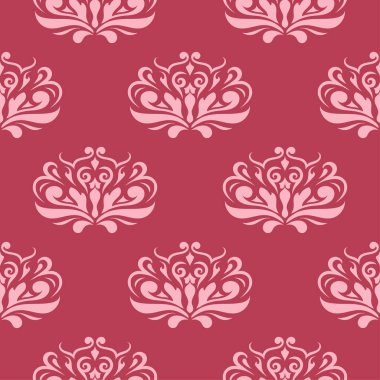 Kırmızı zemin üzerine çiçek süsleme. Tekstil ve duvar kağıtları için seamless modeli