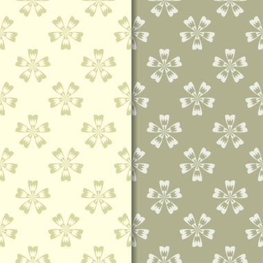 Zeytin yeşili çiçek arka planlar. Tekstil ve duvar kağıtları için dikişsiz desen seti