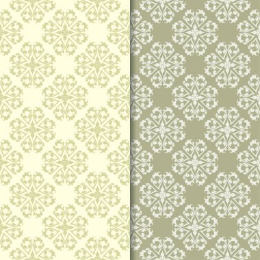 Zeytin yeşili çiçek arka planlar. Tekstil ve duvar kağıtları için dikişsiz desen seti