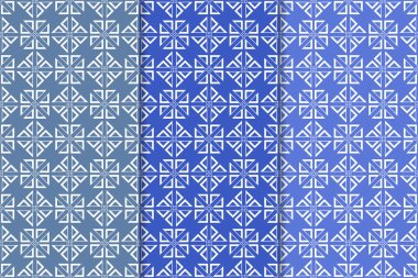 Mavi geometrik süsler. Web, Tekstil ve duvar kağıtları için dikey Dikişsiz desen seti