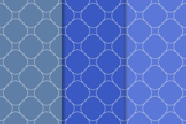 Mavi geometrik süsler. Web, Tekstil ve duvar kağıtları için dikey Dikişsiz desen seti