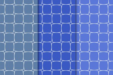 Mavi geometrik süsler. Web, Tekstil ve duvar kağıtları için dikey Dikişsiz desen seti