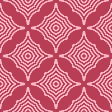 Geometrik süsleme. Kırmızı ve soluk pembe seamless modeli web, Tekstil ve duvar kağıtları için