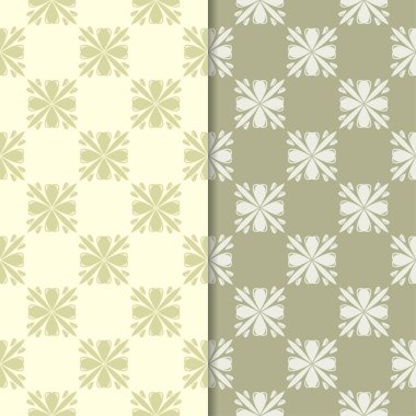 Zeytin yeşili çiçek arka planlar. Tekstil ve duvar kağıtları için dikişsiz desen seti