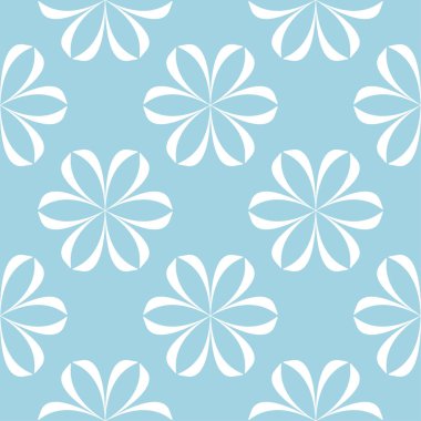 Mavi zemin üzerine beyaz çiçek süsleme. Tekstil ve duvar kağıtları için seamless modeli