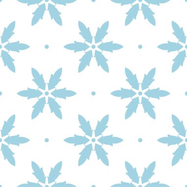 Beyaz zemin üzerine mavi çiçek süsleme. Tekstil ve duvar kağıtları için seamless modeli