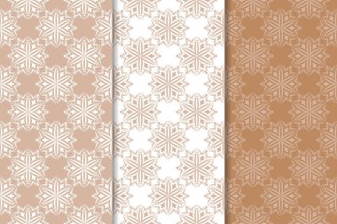 Kahverengi çiçek arka planlar. Tekstil ve duvar kağıtları için dikişsiz desen seti