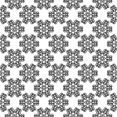 Beyaz arka planda siyah çiçek süsleme. Tekstil ve duvar kağıtları için seamless modeli