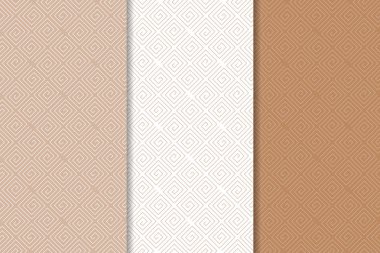 Web, Tekstil ve duvar kağıtları için geometrik Dikişsiz desen kahverengi ve beyaz set