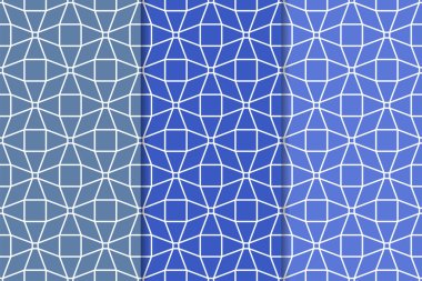 Geometrik süsler kümesi. Web, Tekstil ve duvar kağıtları için mavi dikey Dikişsiz desen