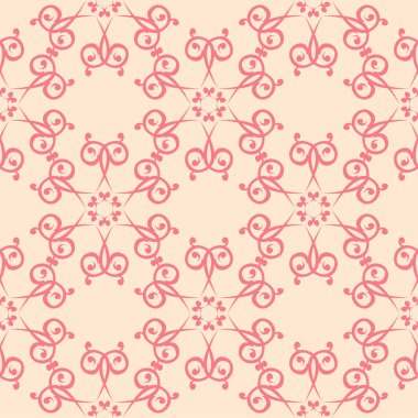 Kırmızı ve bej çiçekli süs. Tekstil ve duvar kağıtları için seamless modeli