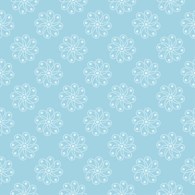 Beyaz ve mavi çiçek süs tasarım. Tekstil ve duvar kağıtları için seamless modeli