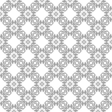 Işık gri çiçek süs tasarım beyaz. Tekstil ve duvar kağıtları için seamless modeli