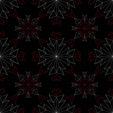 Çiçek seamless modeli. Duvar kağıtları, Tekstil ve kumaş için siyah kırmızı ve beyaz arka plan.