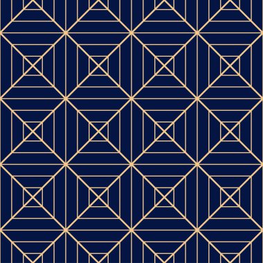 Altın mavi geometrik süsleme. Web, Tekstil ve duvar kağıtları için seamless modeli