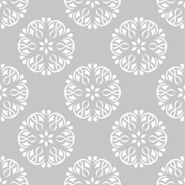 Gri ve beyaz çiçek süsleme. Tekstil ve duvar kağıtları için seamless modeli