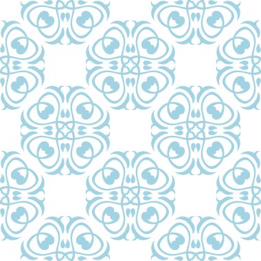 Beyaz zemin üzerine mavi çiçek süsleme. Tekstil ve duvar kağıtları için seamless modeli