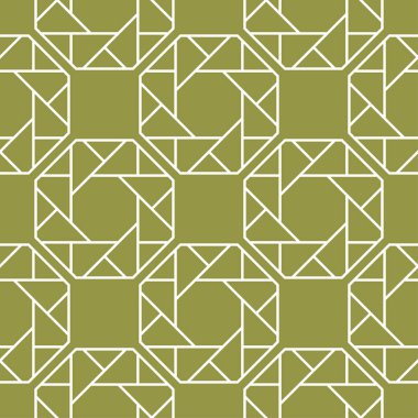 Zeytin yeşili ve beyaz geometrik süsleme. Web, Tekstil ve duvar kağıtları için seamless modeli