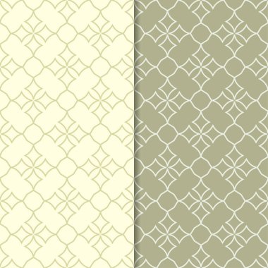 Zeytin yeşili geometrik süsler. Web, Tekstil ve duvar kağıtları için dikişsiz desen seti