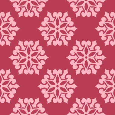 Kırmızı zemin üzerine çiçek süsleme. Tekstil ve duvar kağıtları için seamless modeli