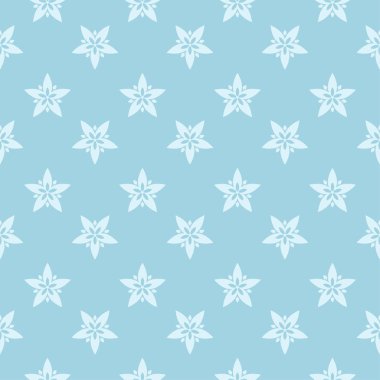 Mavi zemin üzerine beyaz çiçek tasarım. Tekstil ve duvar kağıtları için sorunsuz süsleme