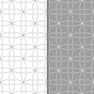 Gri ve beyaz geometrik süsler. Web, Tekstil ve duvar kağıtları için dikişsiz desen seti