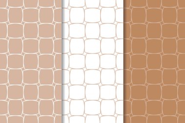 Kahverengi ve beyaz geometrik süsler. Web, Tekstil ve duvar kağıtları için dikişsiz desen seti