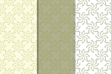 Zeytin yeşili çiçek arka planlar. Tekstil ve duvar kağıtları için dikişsiz desen seti