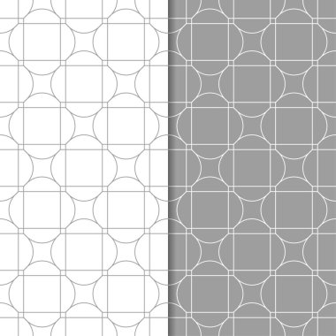 Gri ve beyaz geometrik süsler. Web, Tekstil ve duvar kağıtları için dikişsiz desen seti