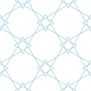 Geometrik süsleme. Beyaz ve mavi seamless modeli web, Tekstil ve duvar kağıtları için